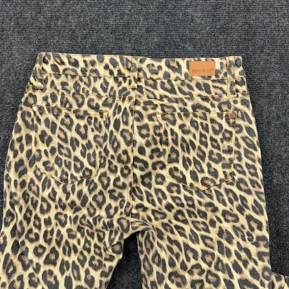 Judy Blue Leopard Print Skinny Fit Stretch Denim Jeans Size 7/28 Tan Brown - Picture 10 of 11